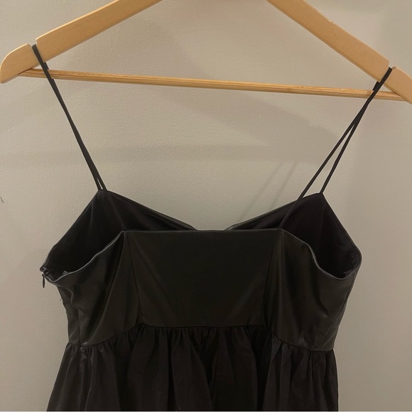 ZARA Sweetheart Neckline Black Faux Leather Combination Mini Dress - Picture 12 of 15